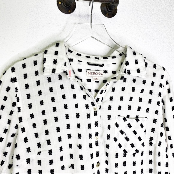 Merona Embroidered Long Sleeve Button Up - Picture 3 of 6